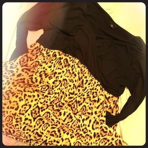 Long sleeve, half cheetah print dress with pockets
